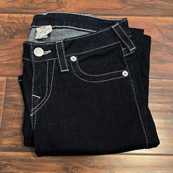 True Religion Silver Embellished Blue Denim Jeans Boho Feminine Casual - Picture 1 of 12